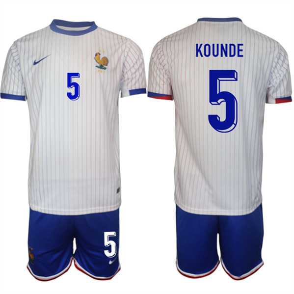 Men's France #5 Jules Kounde White 2024-25 Away Soccer Jersey Suit,We sell and wholesale Men's France #5 Jules Kounde White 2024-25 Away Soccer Jersey Suit on line form chian!